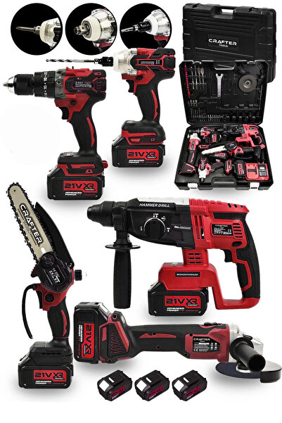 CRAFTERTOOLS 21 V Kömürsüz Motor 5'Li Set Şarjlı Hilti/Şarjlı Taşlama/Somun S...