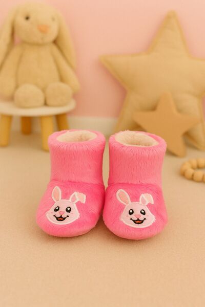Pico Baby Bebek & Çocuk Kaydırmaz Tabanlı Ev Botu / Panduf / Kışlık Peluş Bot / Tavşan Desenli