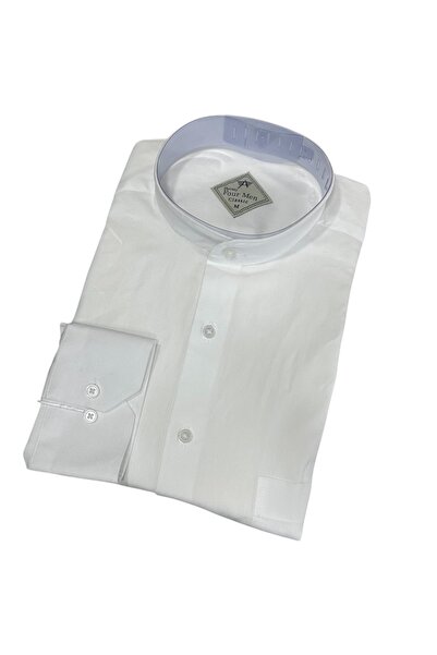 GÖMLEK GALERİSİ Hakim Collar Classic Wide Cut Straight Men's Long Sleeve Shirt