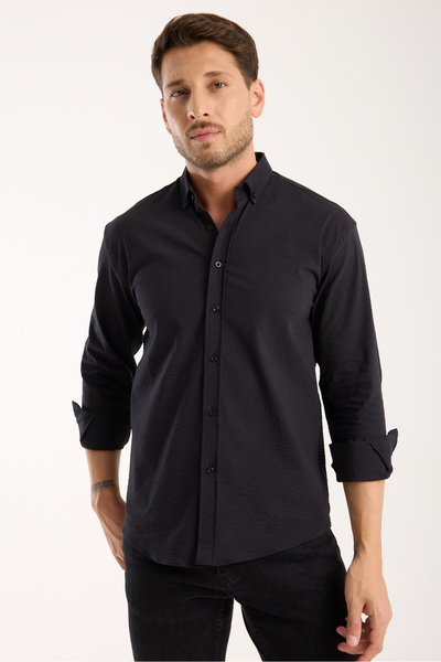 jack carisma Oversize Lycra Gofre Textured Shirt