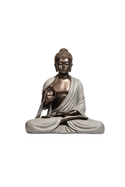 HOME AURAA تمثال بوذا الهادئ - برونزي ورمادي