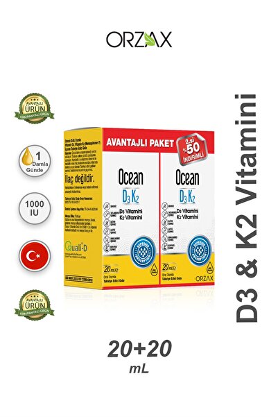 Ocean Vitamin D3k2 Damla 20 Ml 2'li Avantaj Paket