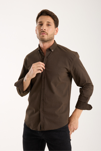 jack carisma Oversize Lycra Gofre Textured Shirt