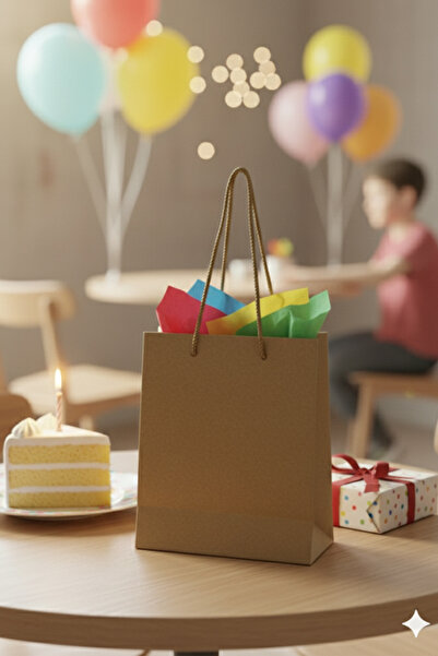 OLİ Art Kraft İpli Mini Karton Çanta 15x17x7 cm 1 Adet – Hediye Poşeti ve Takı Poşeti Minik P.oşet