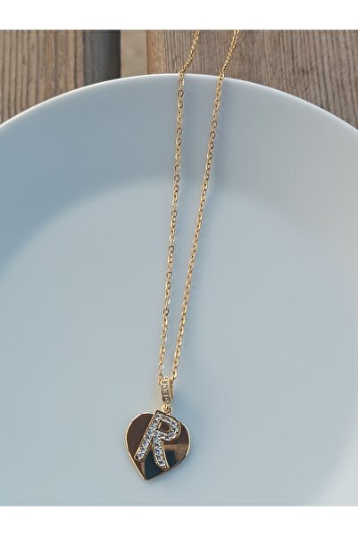 Blotch Paslanmaz Çelik Şık ve Tarz Kalpten Sac Detaylı ve Zirkon Taşlı R Harf...