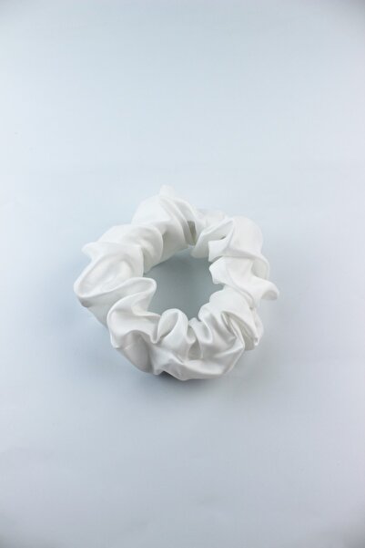 İLKYAZ Satin Fabric Elastic Buckle Bagel Buckle - White