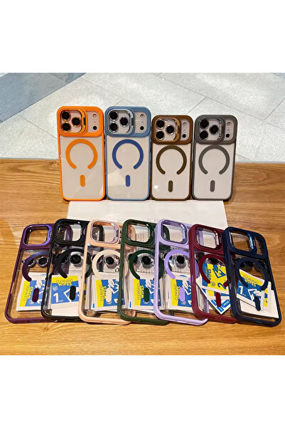 corcishop iPhone 17 Pro Set with Stand Mika Magsafe Sensitive Button Key Design Case + Camera Lens Glass Gift