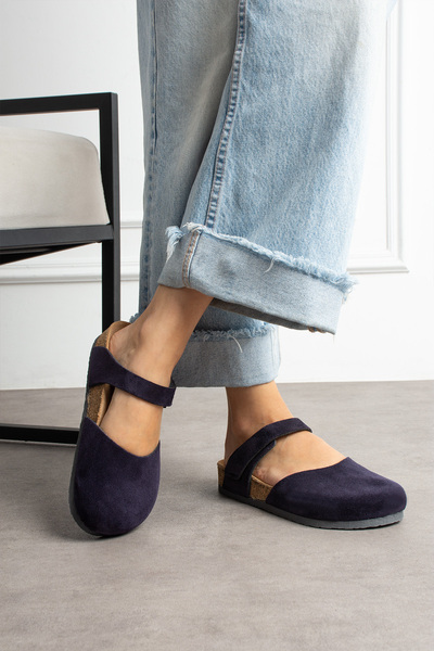 Uniqueqoop Lugano Genuine Leather Cork Sole Orthopedic Slippers