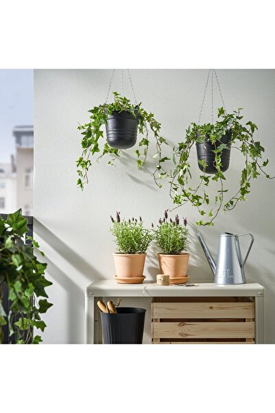 IKEA PÄRLRÖNN Hanging planter, in/outdoor/black, 15 cm