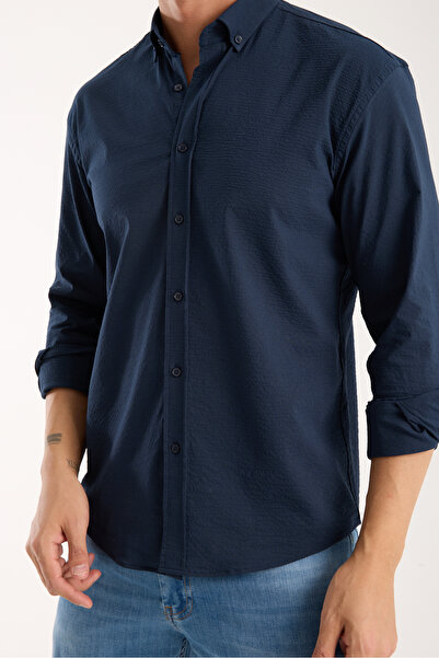 jack carisma Laci̇ Oversize Lycra Gofre Textured Shirt
