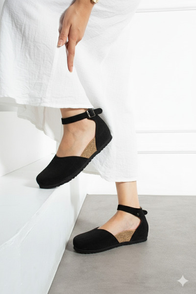 Uniqueqoop Zurich Genuine Leather Cork Sole Orthopedic Women's Ballerinas
