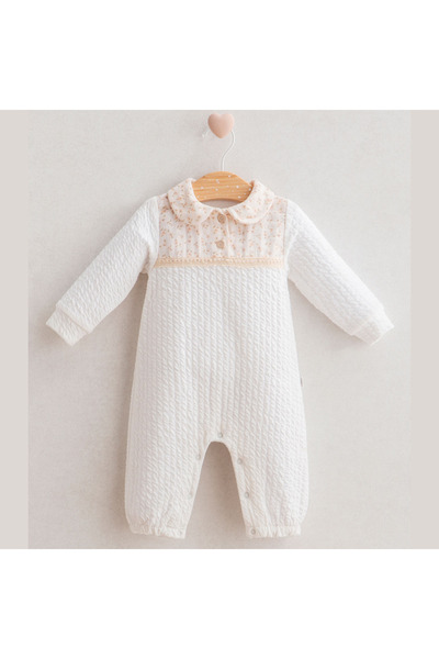 Momercy Baby Girl Pure Love Jumpsuit Cream-Cream - 1-3 Months