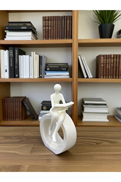 TODEKORA Kitap Okuyan Figür Biblo-Dekoratif Kitaplık Aksesuarı-Ev ve Ofis Dek...