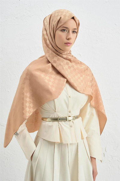 Armine Elegance J.İpek Cotton Check Shawl - 75 x 195 - 15