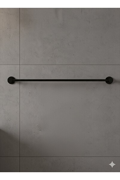 Atölye Asya طقم حمام من الألومنيوم الأسود – حامل المناشف وحامل ورق التواليت (...