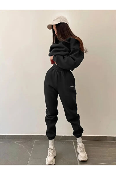 macklin Women's Graphite Printed 3 Thread Crew Neck Tracksuit Set