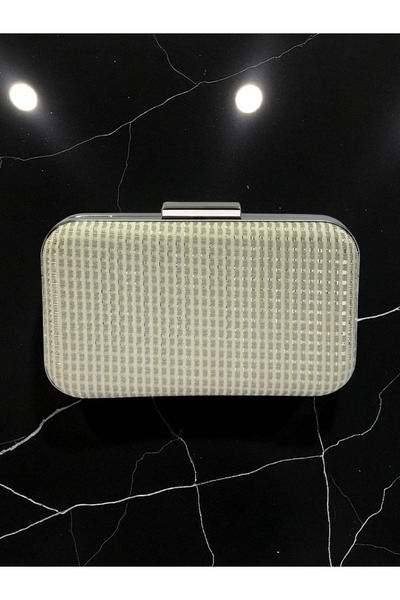 Biçanta Ecru Color Glitter Wire Wrapping Women's Evening Dress Bag Wedding Engagement Graduation