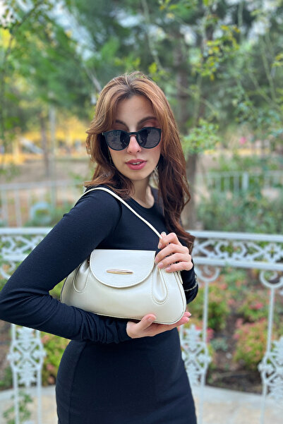 torime Vegan Leather Side Snap Fastener Long Strap Women's Shoulder & Arm Bag