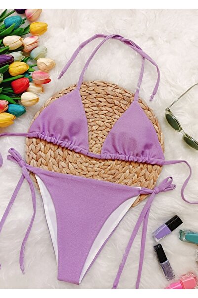 bright moon Kadın simli bikini takım (DOLGUSUZ)
