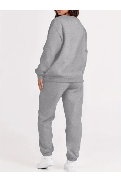 darkopia Unisex Brooklyn New York Printed Oversize 3 Thread Crew Neck Sweatshirt Tracksuit Set