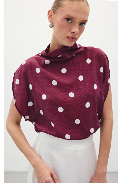 Sateen بلوزة منقطة - أحمر كلاريت