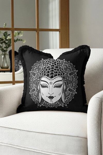 Evimde Bambaşka Husă de pernă Majestik Mandala Buddha cu franjuri - Husă de p...