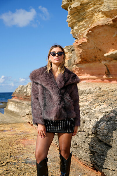 ASEDE Soft Texture Lined Pocket Patterned Shawl Collar Premium Coat