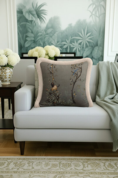 Evimde Bambaşka Husă de pernă cu franjuri cu pasăre elegantă - Husă de pernă ...