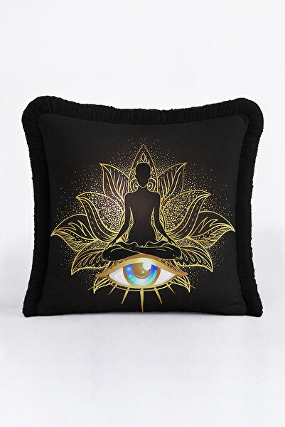 Evimde Bambaşka Μαξιλαροθήκη με φιγούρα λωτού με κρόσσια - Θρησκευτική μποέμι...