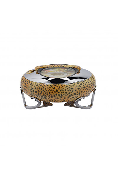 GOLDEN FİRE Golden Fire Taiwan Bianca Leopard Leather Food Container Brown and Silver - 5L - BIANCA CT/CT/S