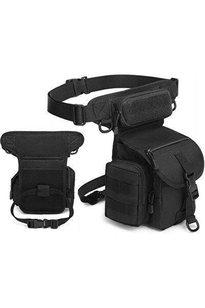 VERK Black Tactical Military Bag For Men, Waist And Leg Attachment