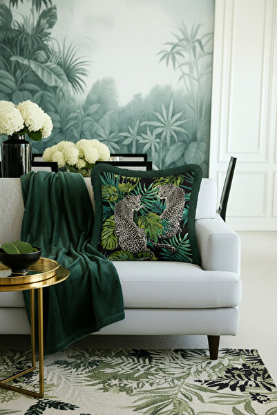 Evimde Bambaşka غطاء وسادة فاخر من Wild Nature - غطاء وسادة مزين بشراشيب بوهي...