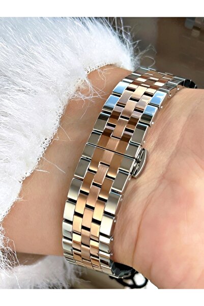 Slazenger Steel Band Square Dial 5 Atm Water Resistant Copper-Silver Color Women Wristwatch 2505