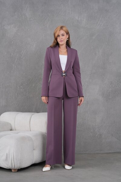 nodilife Şalyaka Toka Detay Kadın Takım Elbise Vizon