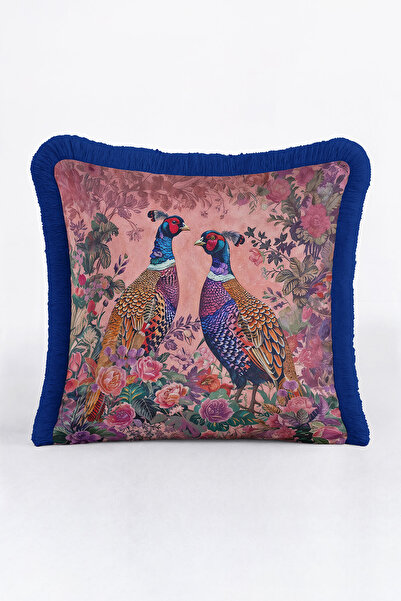 Evimde Bambaşka غطاء وسادة فاخر بتصميم طائر مع شراشيب - غطاء وسادة أنيق بنمط ...