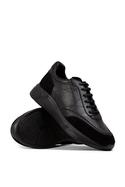 Deery Genuine Leather Men's Black Sneakers