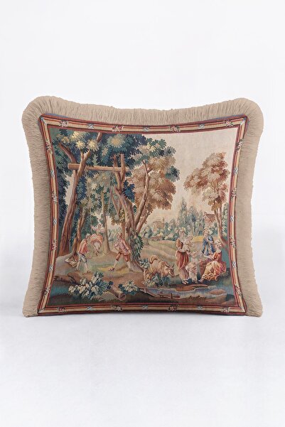 Evimde Bambaşka غطاء وسادة فاخر من طراز الروكوكو الأنيق - غطاء وسادة كلاسيكي ...