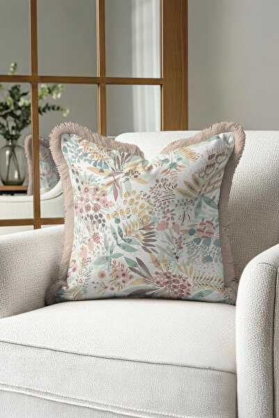 Evimde Bambaşka غطاء وسادة مزين بشراشيب من باستيل بوتانيك جاردن - غطاء وسادة ...