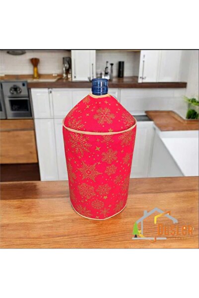 DÜŞLER EV TEKSTİLİ Snowy Kırmızı Yeniyıl Yaldızlı Kar Tanesi Desenli Su ve Le...