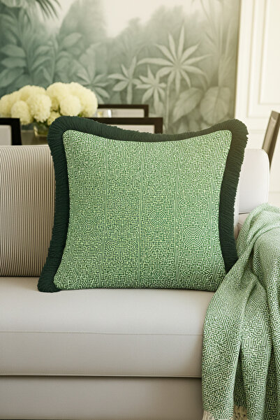 Evimde Bambaşka غطاء وسادة فاخر بتصميم متاهة هندسية - غطاء وسادة عصري أنيق با...