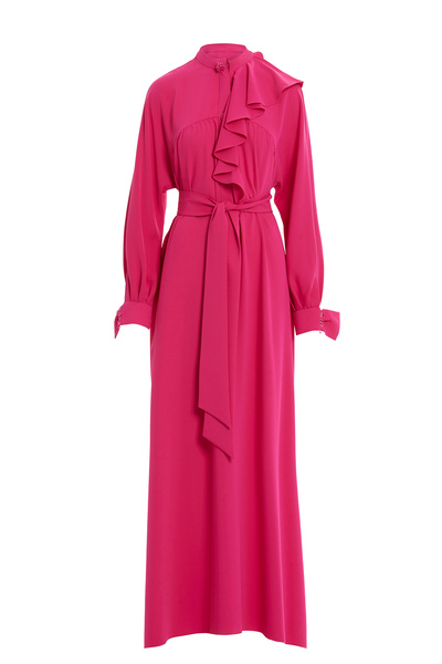 GİZİA İşleme Detaylı Volanlı Pembe Elbise