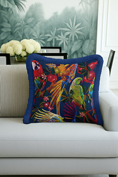 Evimde Bambaşka غطاء وسادة مزين بالريش على شكل طيور استوائية - غطاء وسادة مزي...