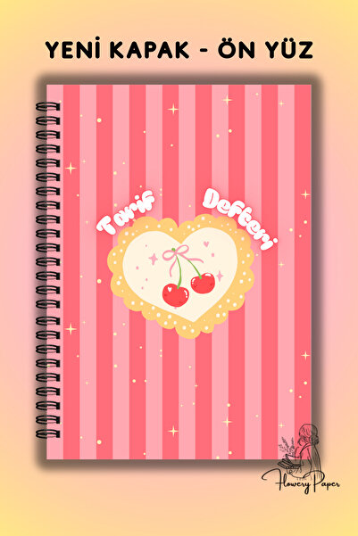 Flowery Paper Tarif defteri Laminasyonlu Sert Kapak 50 yaprak/100 sayfa, Kons...