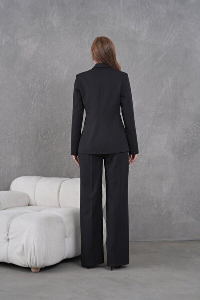 nodilife Şalyaka Toka Detay Kadın Takım Elbise Siyah