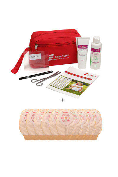 Steadlive Kit OSTOMY cu 10 pungi de colostomie/ileostomie – cu evacuare, opac...