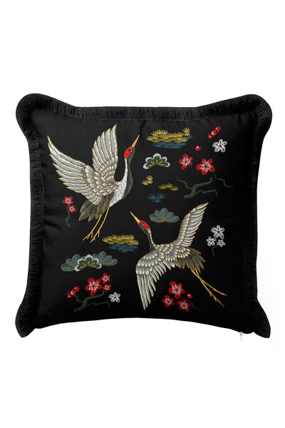 Evimde Bambaşka غطاء وسادة أنيق بتصميم طائر الزارع مع شراشيب - غطاء وسادة بوه...