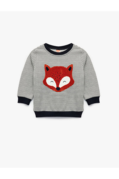 Koton Long Sleeve Crew Neck Animal Embroidered Sweatshirt