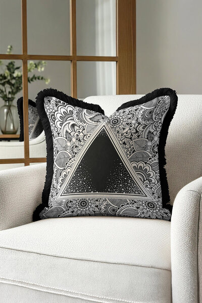 Evimde Bambaşka Husă de pernă cu franjuri geometrice Mandala - Husă de pernă ...