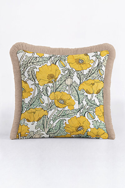 Evimde Bambaşka Husă de pernă cu franjuri Flower Garden - Husă de pernă cu fr...