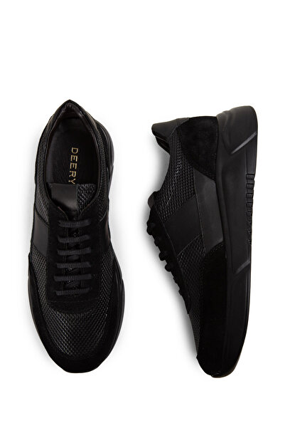 Deery Ανδρικά αθλητικά παπούτσια από γνήσιο δέρμα μαύρα